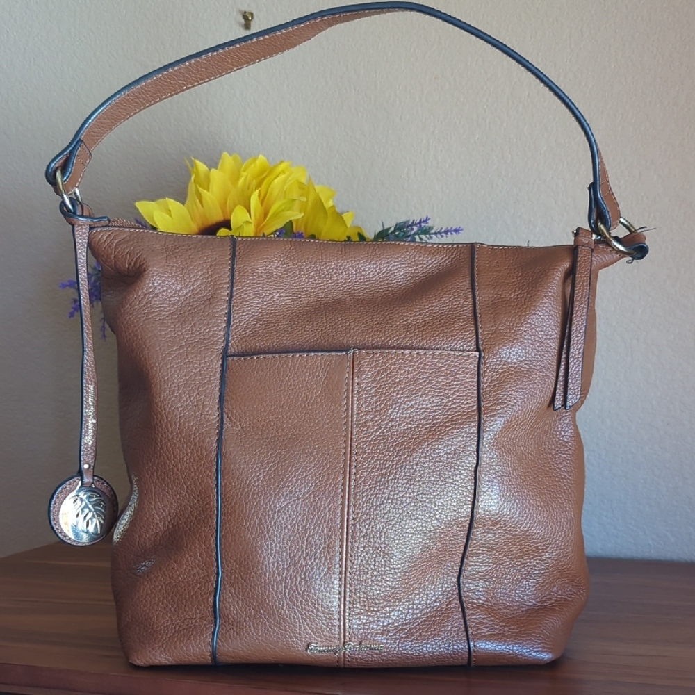 Tommy Bahama Leather Hobo Bag - Saddle